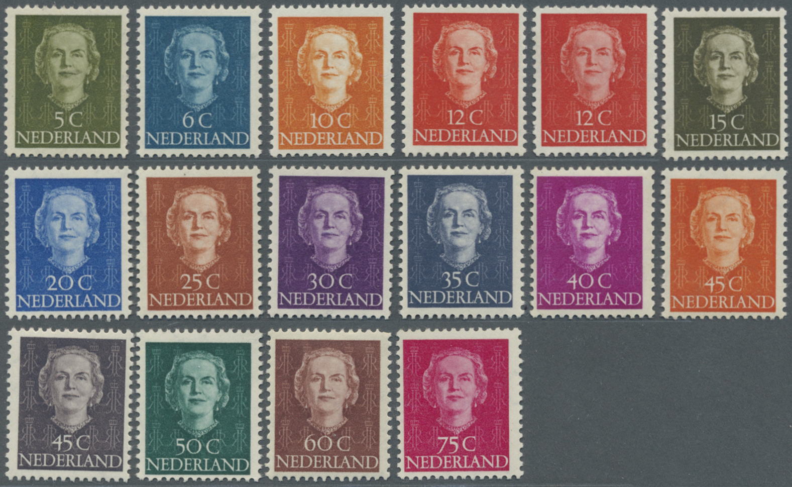 ** Niederlande: 1949, Satz-Ausgabe "Königin Juliane", Postfrisch - Covers & Documents