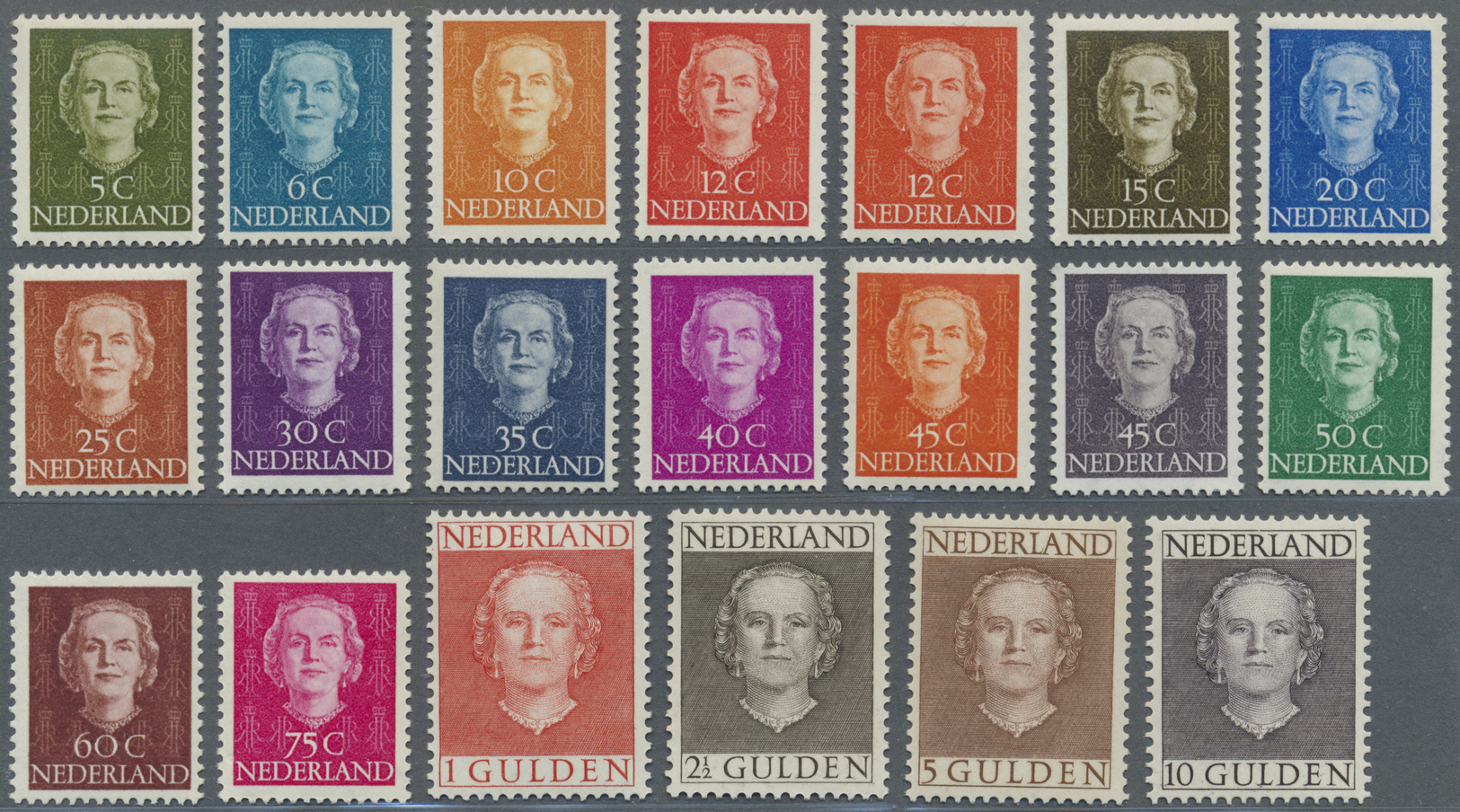 ** Niederlande: 1949 - 1951, Freimarken: Königin Juliana, Kompletter Postfrischer, Unsignierter Luxus-Satz (NVPH - Covers & Documents