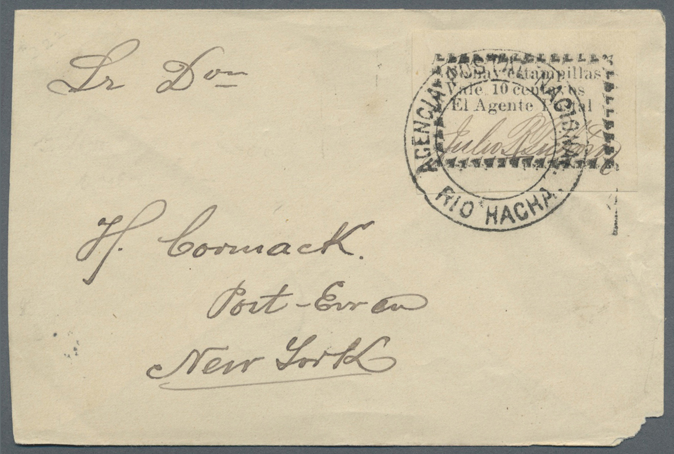 Br Kolumbien - Lokalpostmarken: RIO-HACHA: 1902. Envelope (right Lower Corner Round) Addressed To New York Bearing Yvert - Kolumbien