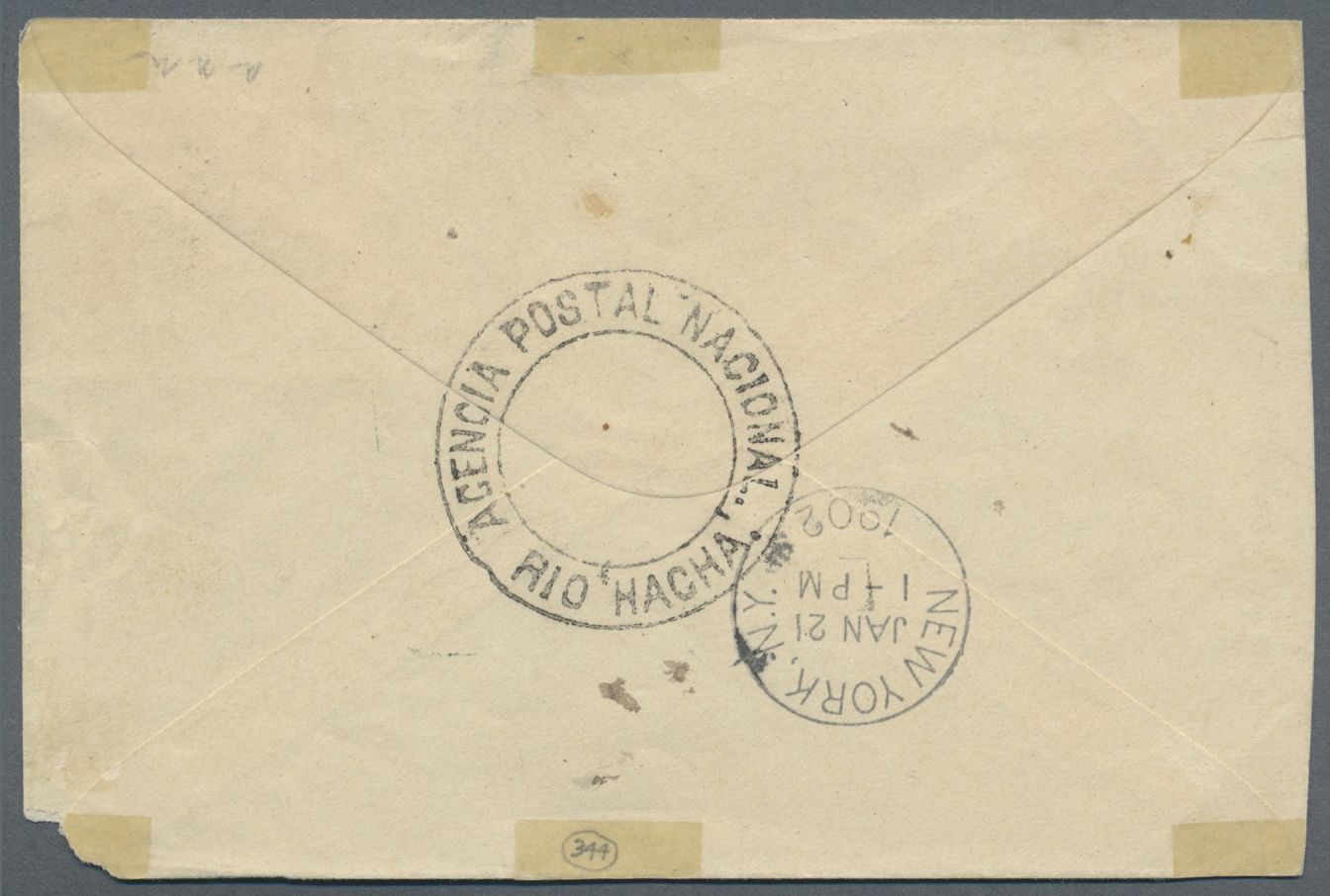 Br Kolumbien - Lokalpostmarken: RIO-HACHA: 1902. Envelope (right Lower Corner Round) Addressed To New York Bearing Yvert - Kolumbien