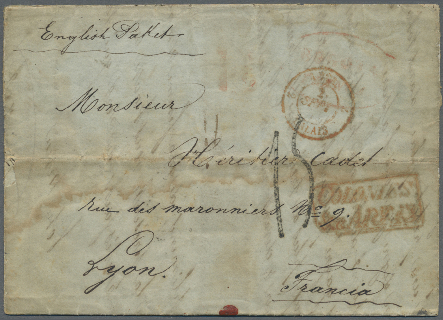 Br Kolumbien - Besonderheiten: 1853, British Post Office: 1853. Stampless Envelope Dated Bogota ‘20/7/53’ Addressed To F - Colombia