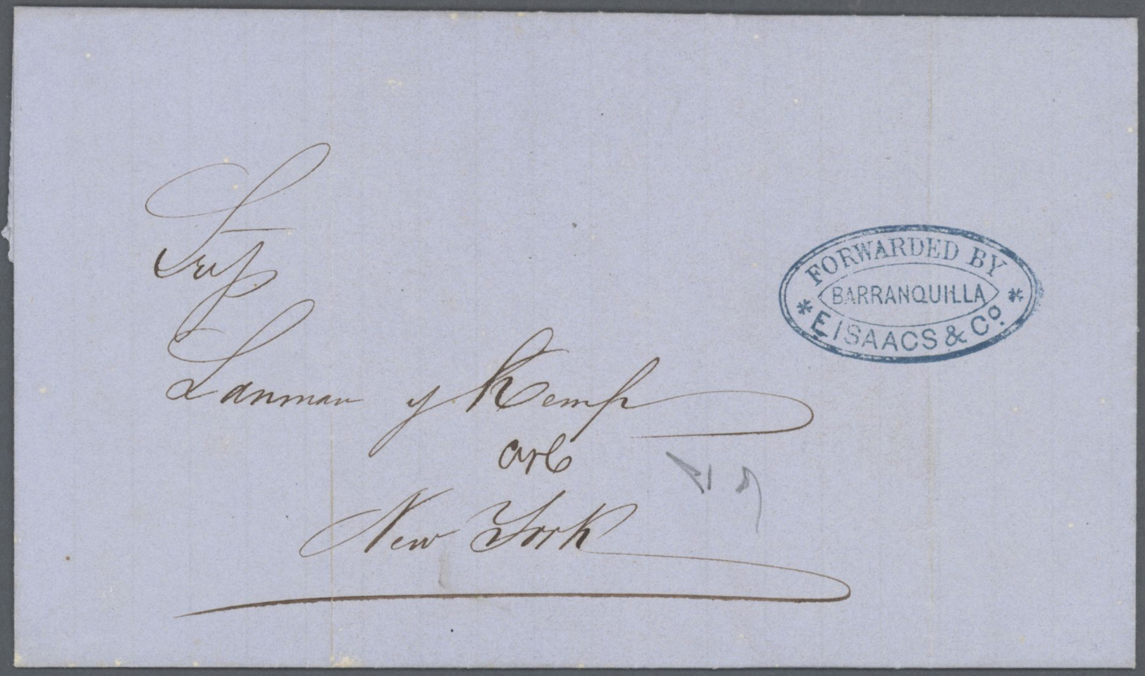 Br Kolumbien - Besonderheiten: 1862, FORWARDED MAIL: Entire From Barranquilla To New York, Forwarded By EISAACS & Co. (b - Colombie