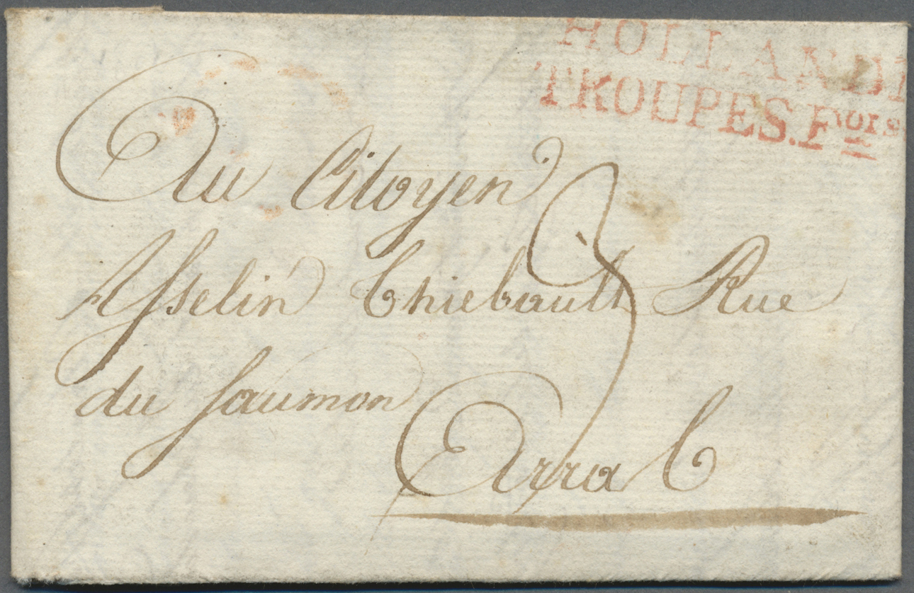 Br Niederlande - Französische Armeepost: 1801, "HOLLANDE TROUPES F.OISES", Double Line In Red On Folded Letter Wi - ...-1850 Préphilatélie