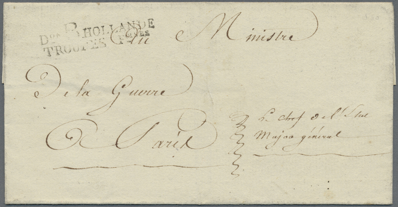 Br Niederlande - Französische Armeepost: 1802, "D.ON. B HOLLANDE TROUPES F.OISES", Double Line In Black, Clear On - ...-1850 Prephilately