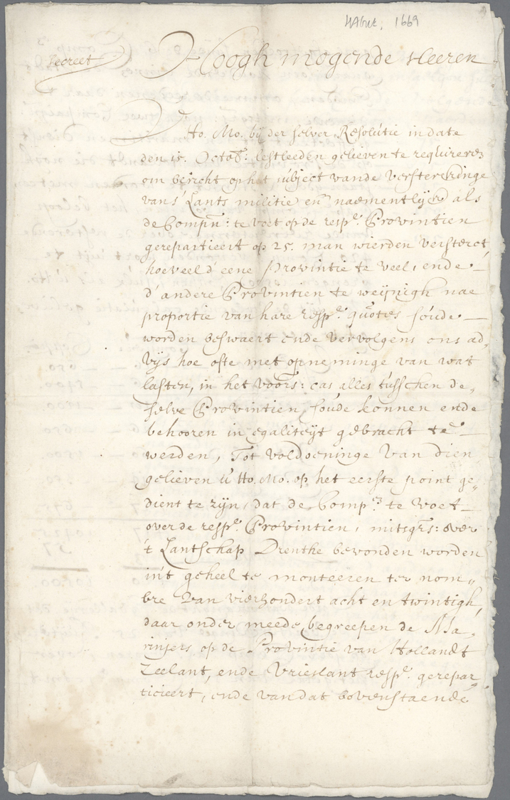 Br Niederlande - Besonderheiten: 1861, Zwei Briefinhalte, Zusammen Acht Seiten, überschieben "Lettre Secrete (geh - Autres & Non Classés