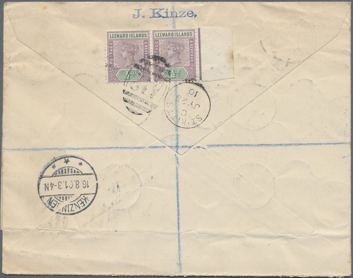 Br Leeward-Inseln: 1901, 1 D Qv Block Of 18 From Upper Right Corner With De La Rue Plate No. "1" And Two Examples On Rev - Leeward  Islands