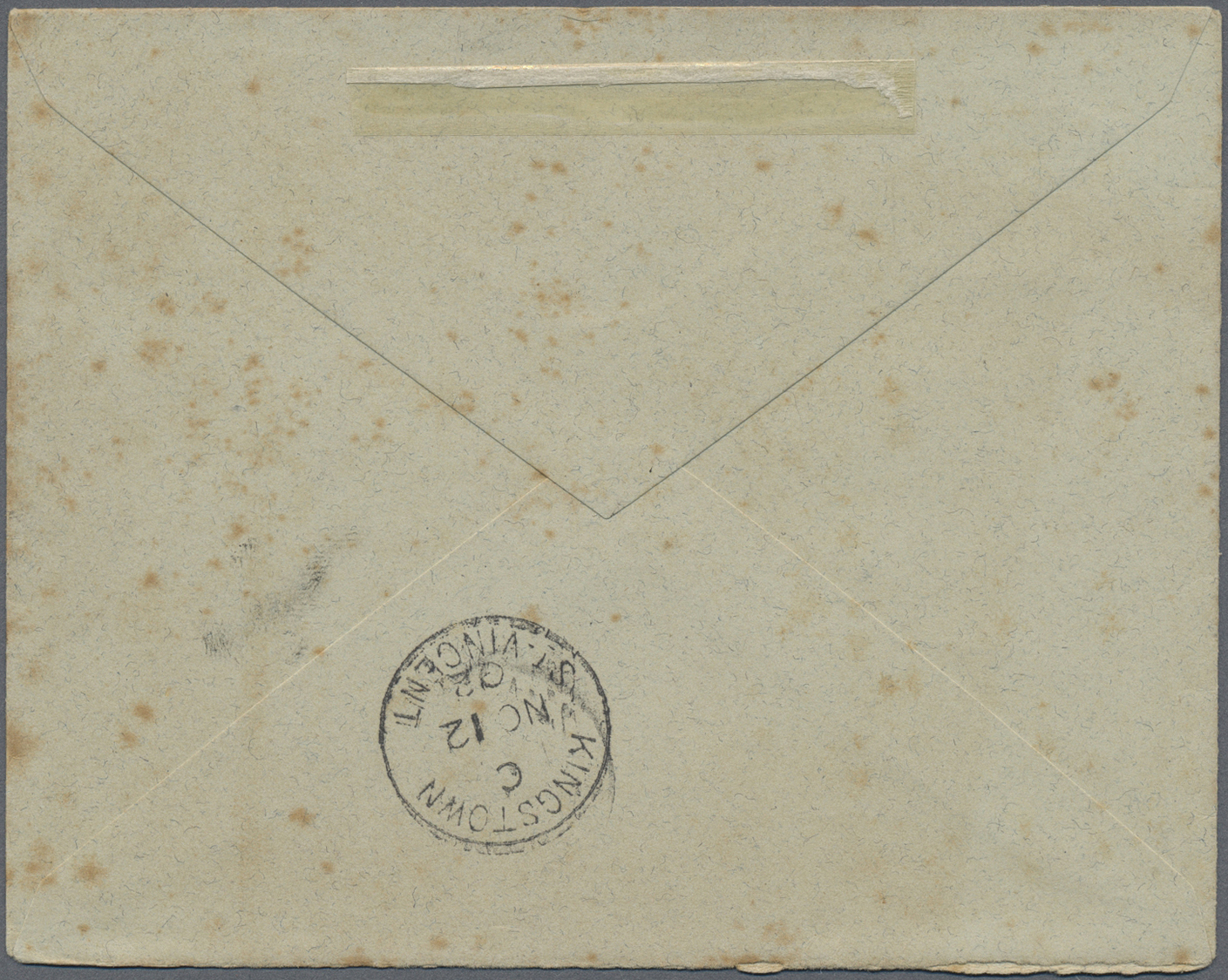 Br Leeward-Inseln: 1902. Envelope (fox Spots) Addressed To 'Government House, St Vincent' Bearing SG 17, 1d On 4d Mauve  - Leeward  Islands