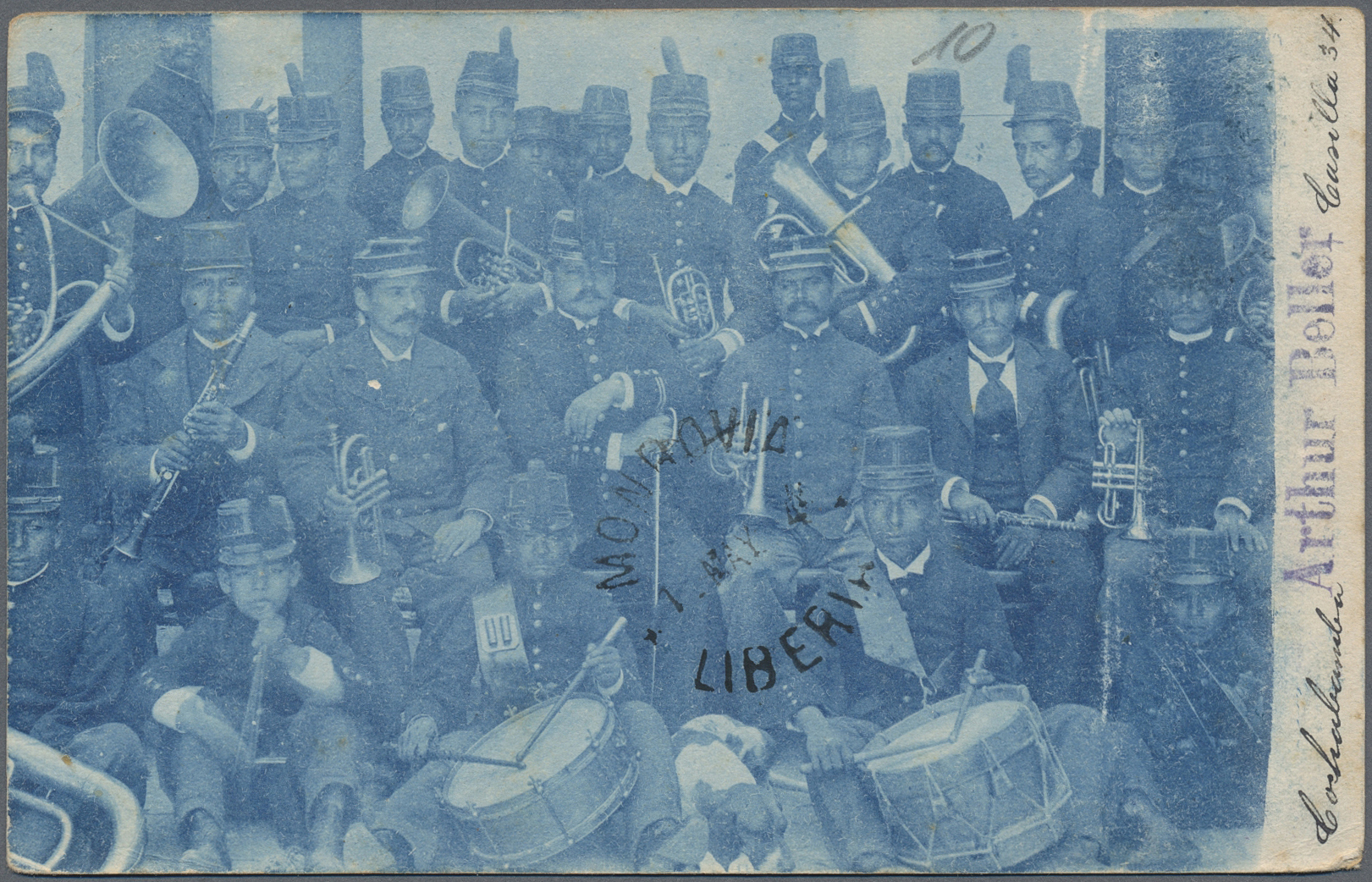 GA Liberia: 1904. Bolivian Postal Stationery 2c Blue Picture Post Card Upgraded With Yvert 60, 2c Carmine (2) Tied By Co - Liberia