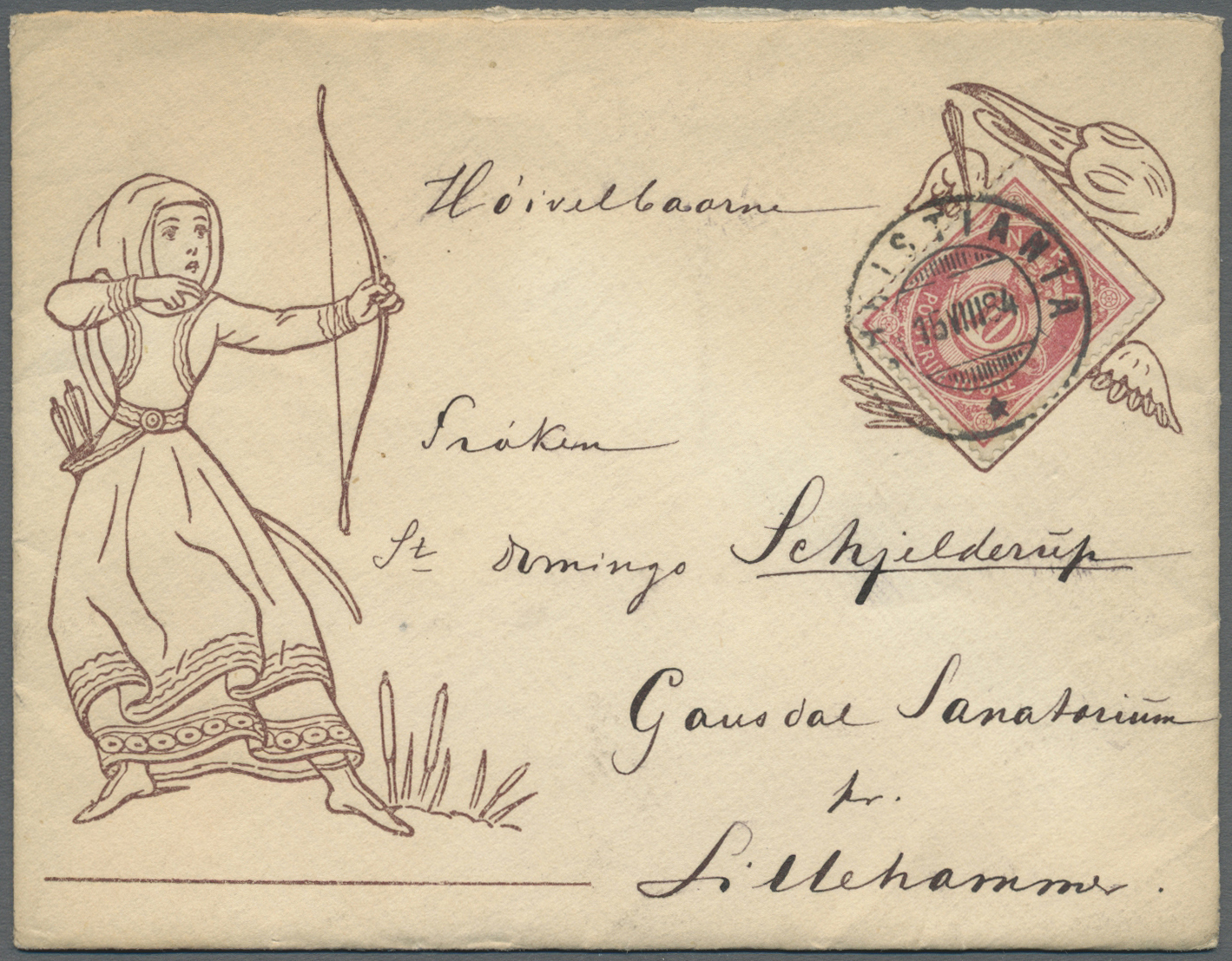 Br Norwegen: 1882, 10 ö. Rose Tied By Cds. "CHRISTIANIA 16.VIII.84" To Wonderful Ornamental Cover Incl. Letter Wi - Unused Stamps