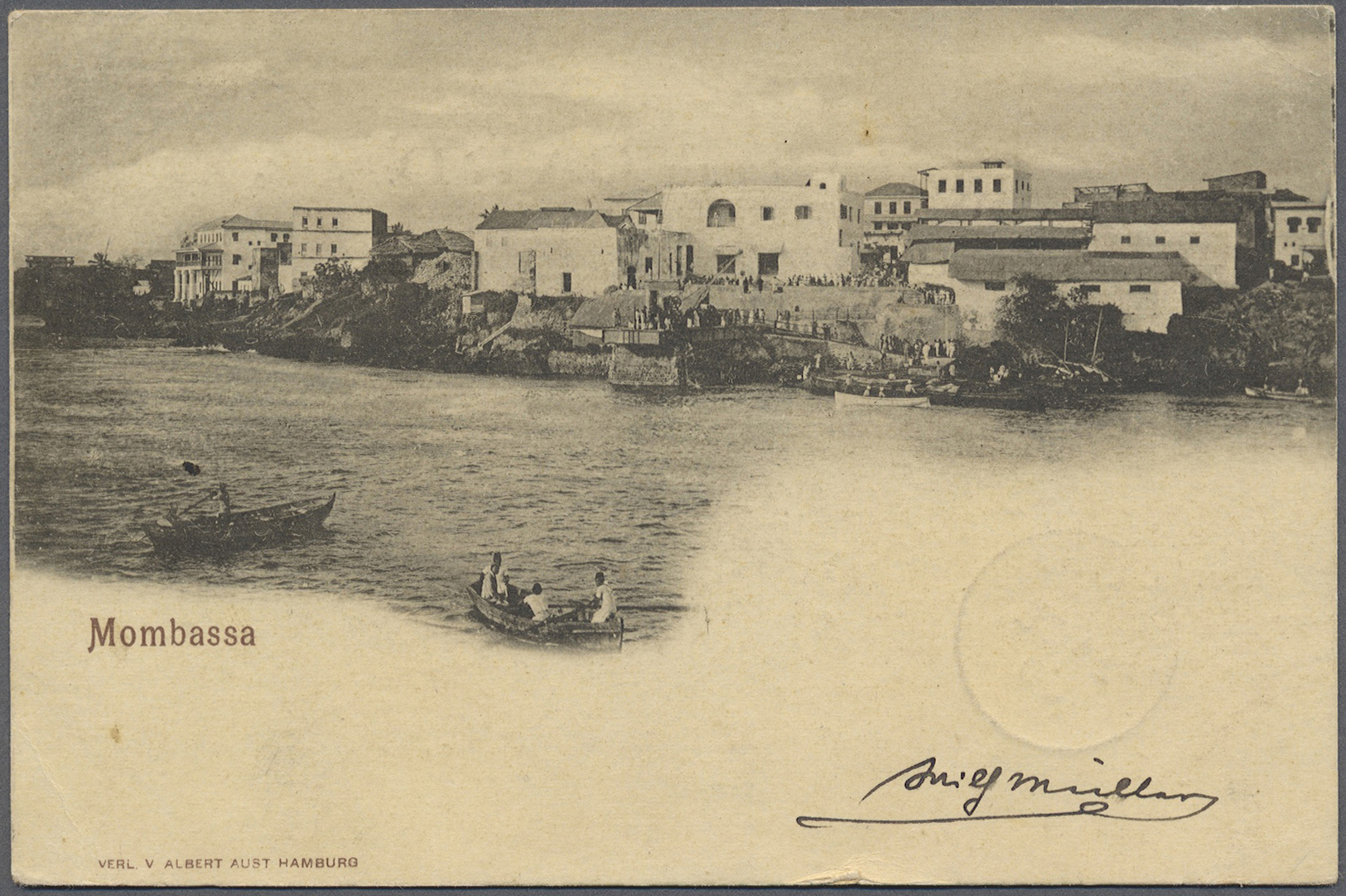 GA Madagaskar: 1900. Picture Post Card Of 'General View, Mombasa' Addressed To French Madagascar Bearing SG 66, 1a Carmi - Madagascar (1960-...)