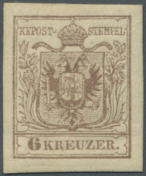 * Österreich: 1850/54: 6 Kreuzer Rosabraun, Maschinenpapier Type III, Ungebraucht. Laut Dr. Ferchenbauer "Die Ma - Neufs