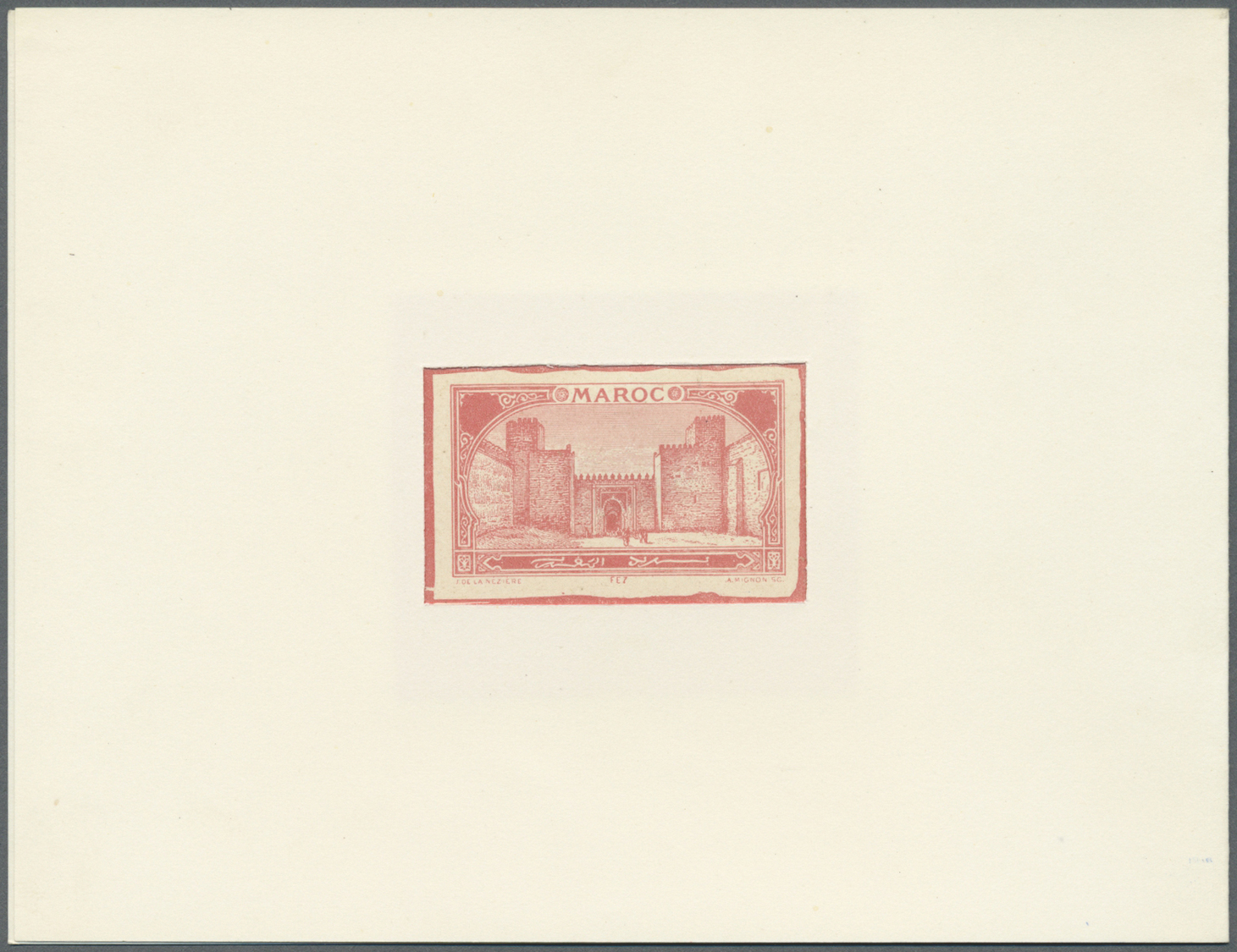 (*) Marokko: 1917, Definitives "Views Of Morocco", Design "Grand Mechouar", Epreuve In Rose Without Value, Mounted With  - Marokko (1956-...)