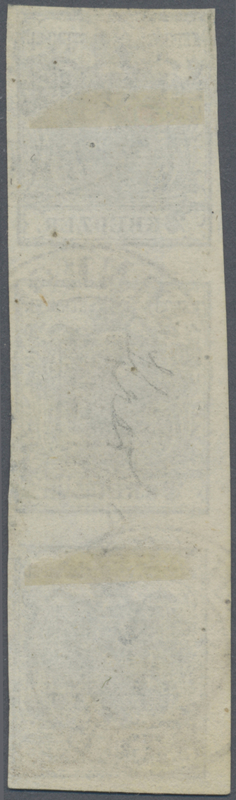 O Österreich: 1850, 2 Kr. Grauschwarz, Type Ia, Allseits Voll- Breitr., Feiner Senkr. 3er-Streifen, Dabei Mittle - Unused Stamps