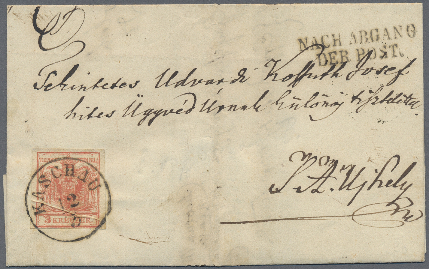 Br Österreich: 1852, 3 Kr Rot Mit Diagonaler Quetschfalte Durch Das Untere Markenbild Als EF Auf Faltbriefteil Vo - Unused Stamps