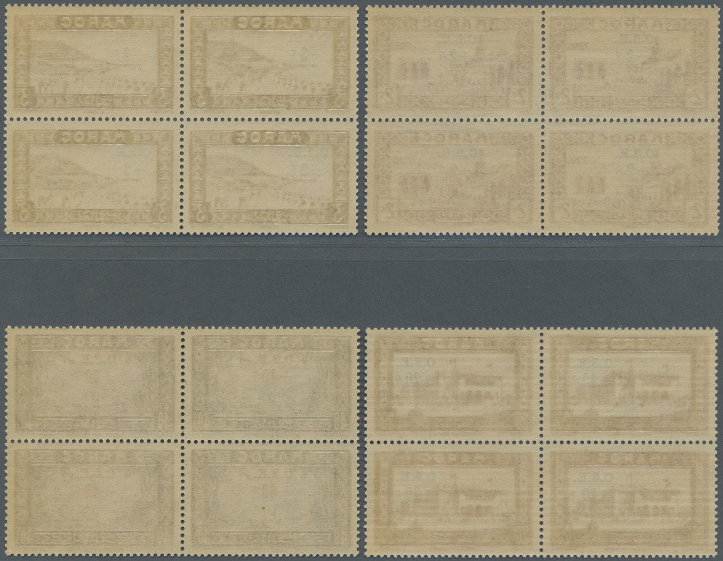 ** Marokko: 1938, Children's Relief, 2c. To 10f., Complete Set Of Eight Values As Blocks Of Four, Unmounted Mint. Maury  - Morocco (1956-...)