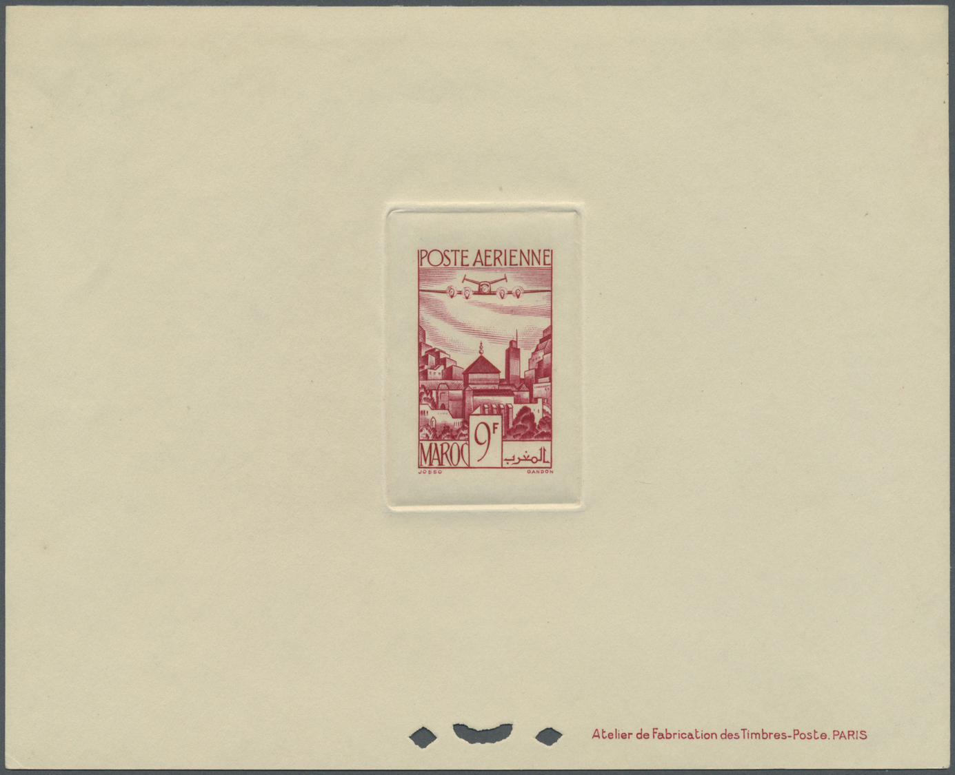 (*) Marokko: 1945/1947, Airmails, 50fr. and 9fr. to 200fr., six values as epreuve de luxe. Maury PA57, PA60/64
