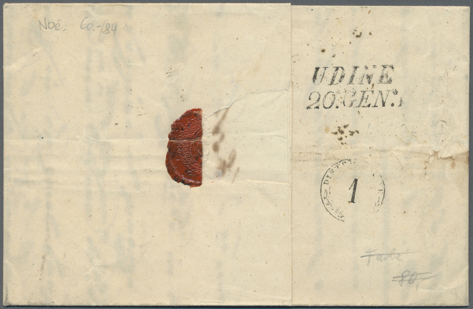 Br Österreich: 1850, 6 Kreuzer Braun Type I Mit Klarem K1 "KLAGENFURT" Auf Komplettem Faltbrief Nach Udine, Rücks - Unused Stamps