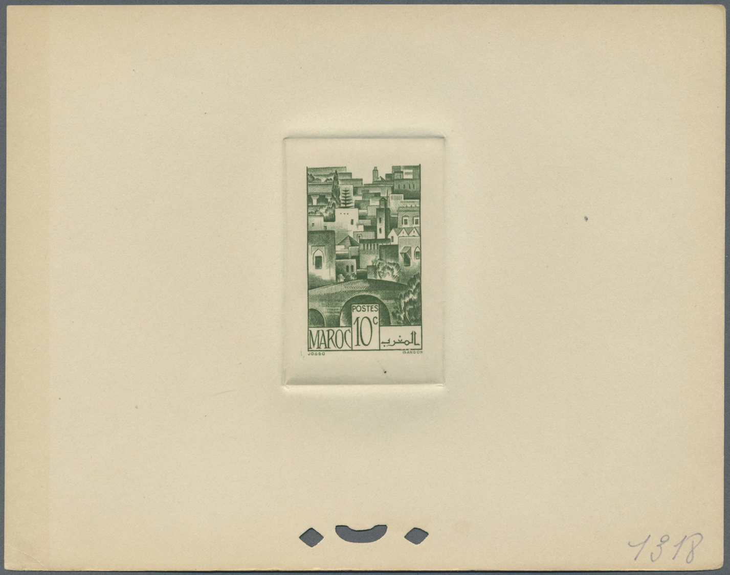 (*) Marokko: 1947, 10c. Moorish Town, group of six epreuve in differing colours (partly some striated toning). Maury ref