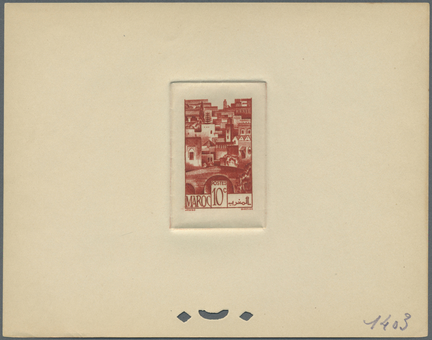 (*) Marokko: 1947, 10c. Moorish Town, group of six epreuve in differing colours (partly some striated toning). Maury ref