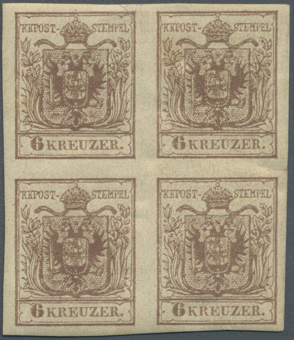 */ Österreich: 6 Kr. Maschinen Papier, Ungebrauchter Sehr Breitrandiger Und Farbfrischer Viererblock, Im Re. Rand - Unused Stamps