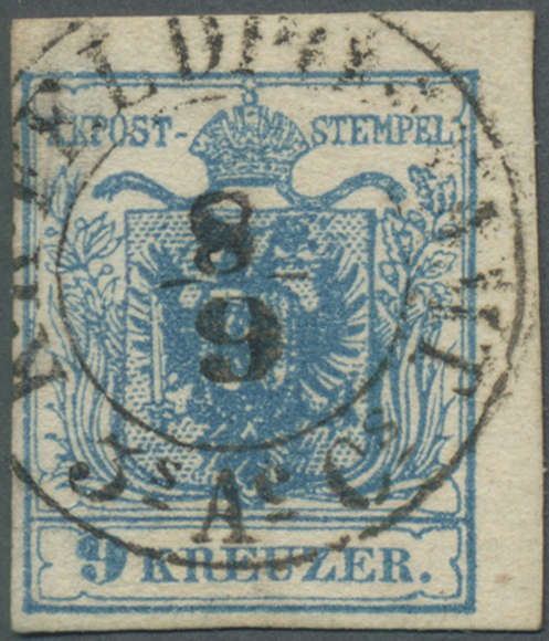 O Österreich: 1850, 9 Kr Lebhaftblau Mit K2 "K.K.FELDPOSTAMT 3SAECS 8/9" Verwendet In FOKSCHAN Während Der Beset - Unused Stamps