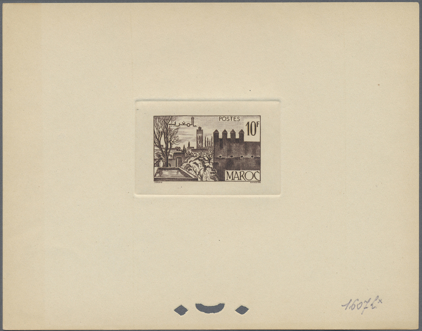 (*) Marokko: 1947/1948, 10fr. Fes, Group Of Six Epreuve In Differing Colours (partly Some Striated Toning). Maury Refers - Maroc (1956-...)