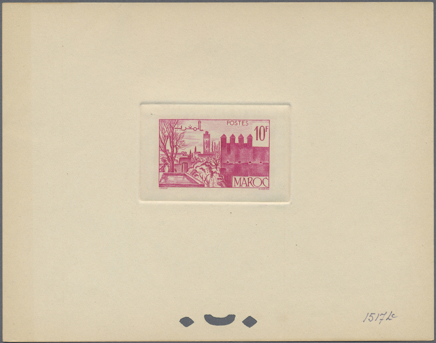(*) Marokko: 1947/1948, 10fr. Fes, Group Of Six Epreuve In Differing Colours (partly Some Striated Toning). Maury Refers - Maroc (1956-...)