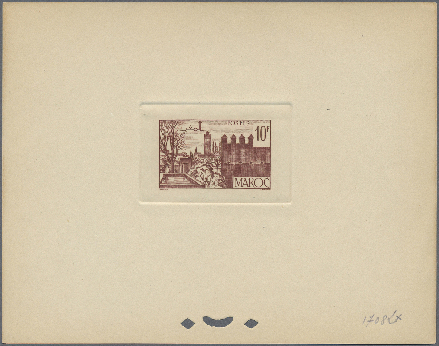 (*) Marokko: 1947/1948, 10fr. Fes, Group Of Seven Epreuve In Differing Colours (partly Some Striated Toning). Maury Refe - Morocco (1956-...)