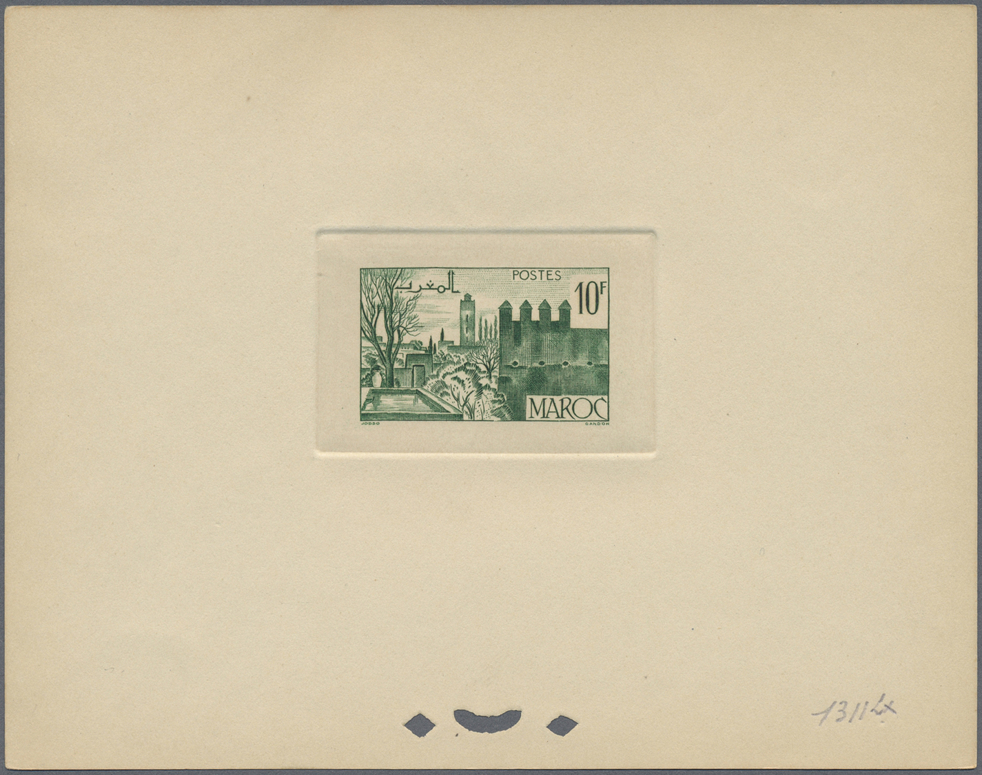 (*) Marokko: 1947/1948, 10fr. Fes, Group Of Seven Epreuve In Differing Colours (partly Some Striated Toning). Maury Refe - Morocco (1956-...)