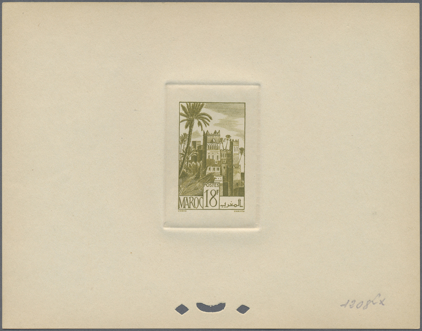 (*) Marokko: 1948, 18fr. Kasbah, Group Of Eight Epreuve In Differing Colours. Maury Refers To 277 - Maroc (1956-...)
