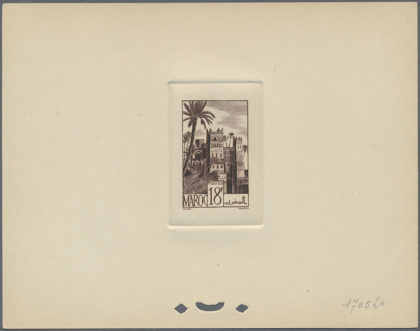 (*) Marokko: 1948, 18fr. Kasbah, Group Of Eight Epreuve In Differing Colours. Maury Refers To 277 - Maroc (1956-...)