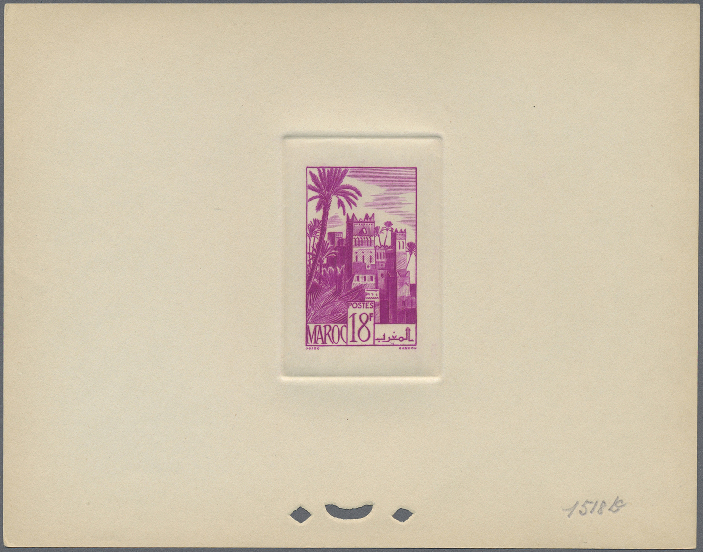 (*) Marokko: 1948, 18fr. Kasbah, Group Of Eight Epreuve In Differing Colours. Maury Refers To 277 - Morocco (1956-...)