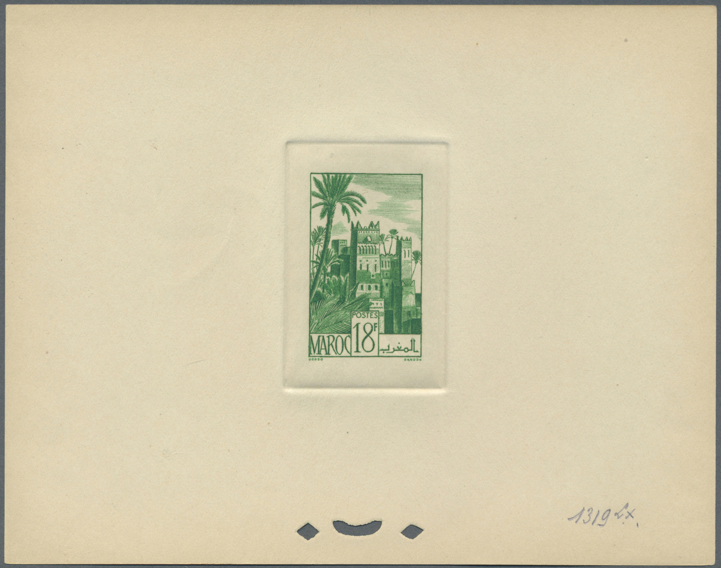 (*) Marokko: 1948, 18fr. Kasbah, Group Of Nine Epreuve In Differing Colours. Maury Refers To 277 - Morocco (1956-...)