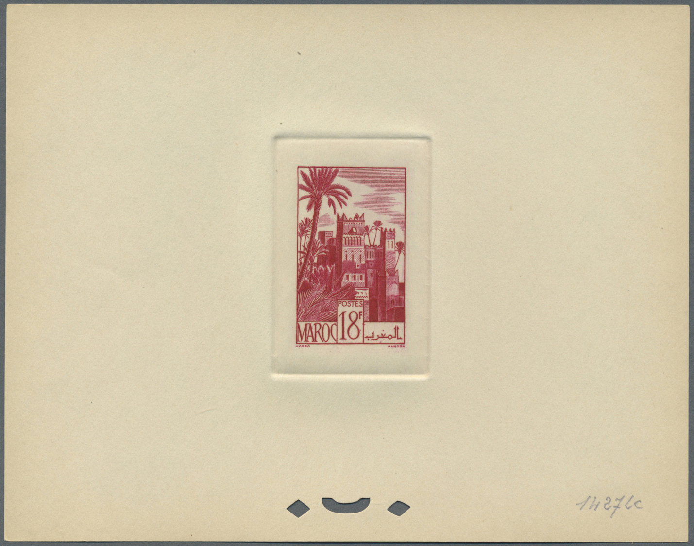 (*) Marokko: 1948, 18fr. Kasbah, Group Of Nine Epreuve In Differing Colours. Maury Refers To 277 - Morocco (1956-...)