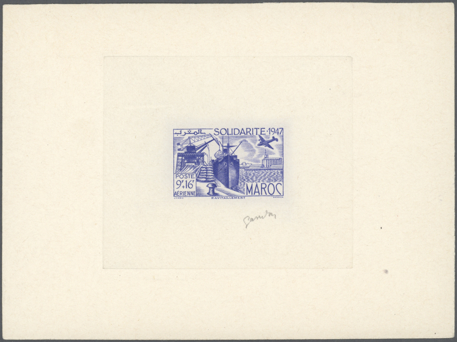 (*) Marokko: 1948/1950, group of six epreuve: Maury no. PA 65 epreuve d'artiste in blue, with signature, PA66, PA75/78 e