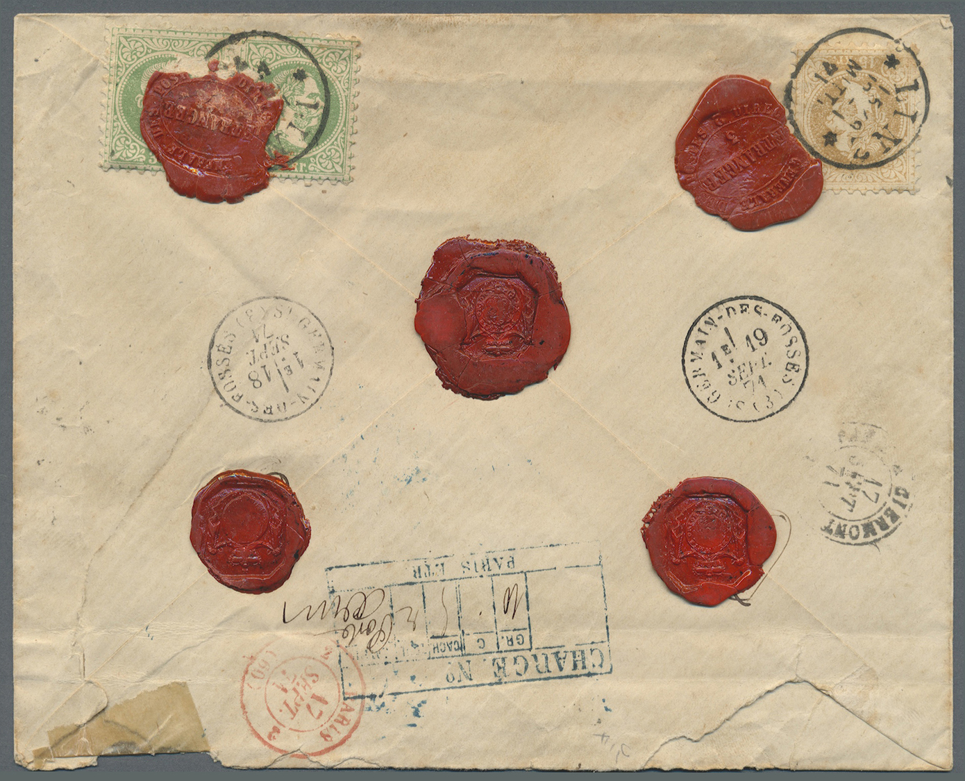 Br Österreich: 1871. Gesiegelter, Eingeschriebener Brief An 'Prince Charles De Lussinge, Chateau Chermont', Frank - Nuovi