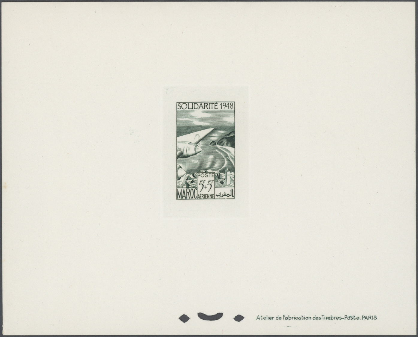 **/(*) Marokko: 1949, "SOLIDARITE 1948", four airmail stamps each as epreuve de luxe; in addition four imperforate colou