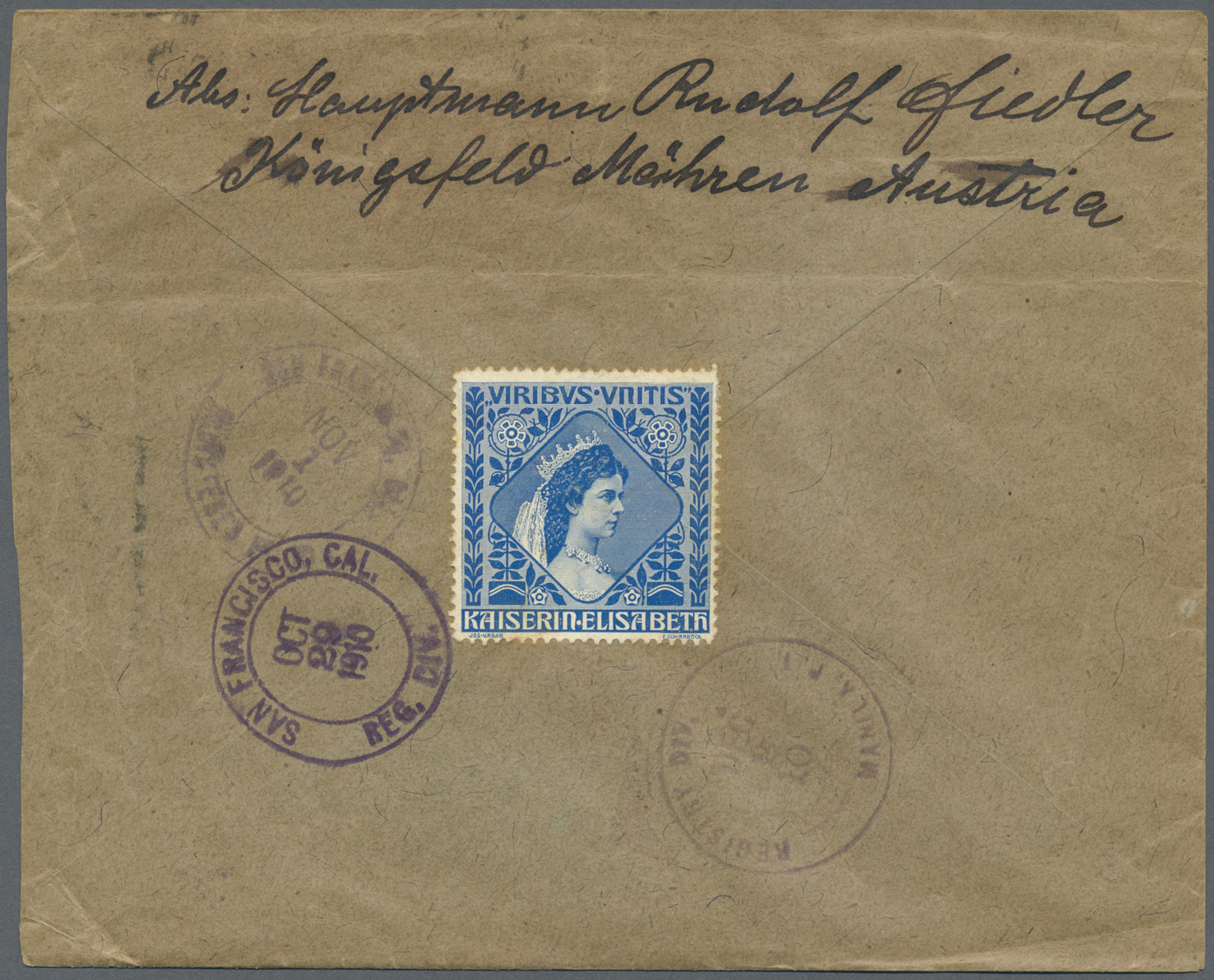 Br Österreich: 1910, Einschreiben Ab BRÜNN 1 Mit Einzelfrankatur 50 Heller Ausgabe 1908 Nach Manila, Philippinen. - Nuovi