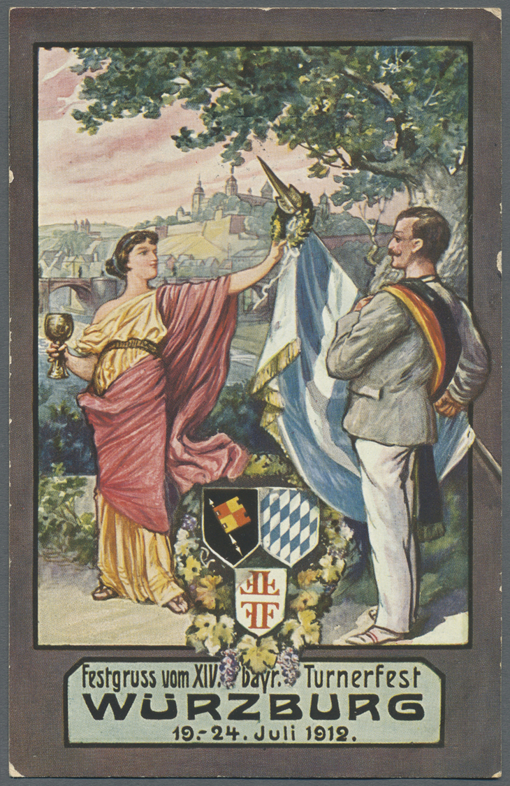 GA Ansichtskarten: Bayern: WÜRZBURG (alte PLZ 8700), Privatganzsache "XIV Bayr. Bundesturnfest 1912" Ze - Altri & Non Classificati