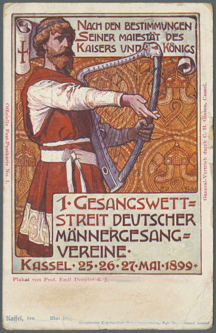 GA Ansichtskarten: Sachsen-Anhalt: KASSEL (alte PLZ 3500), 1. Gesangswettstreit Deutscher Männergesangs - Other & Unclassified