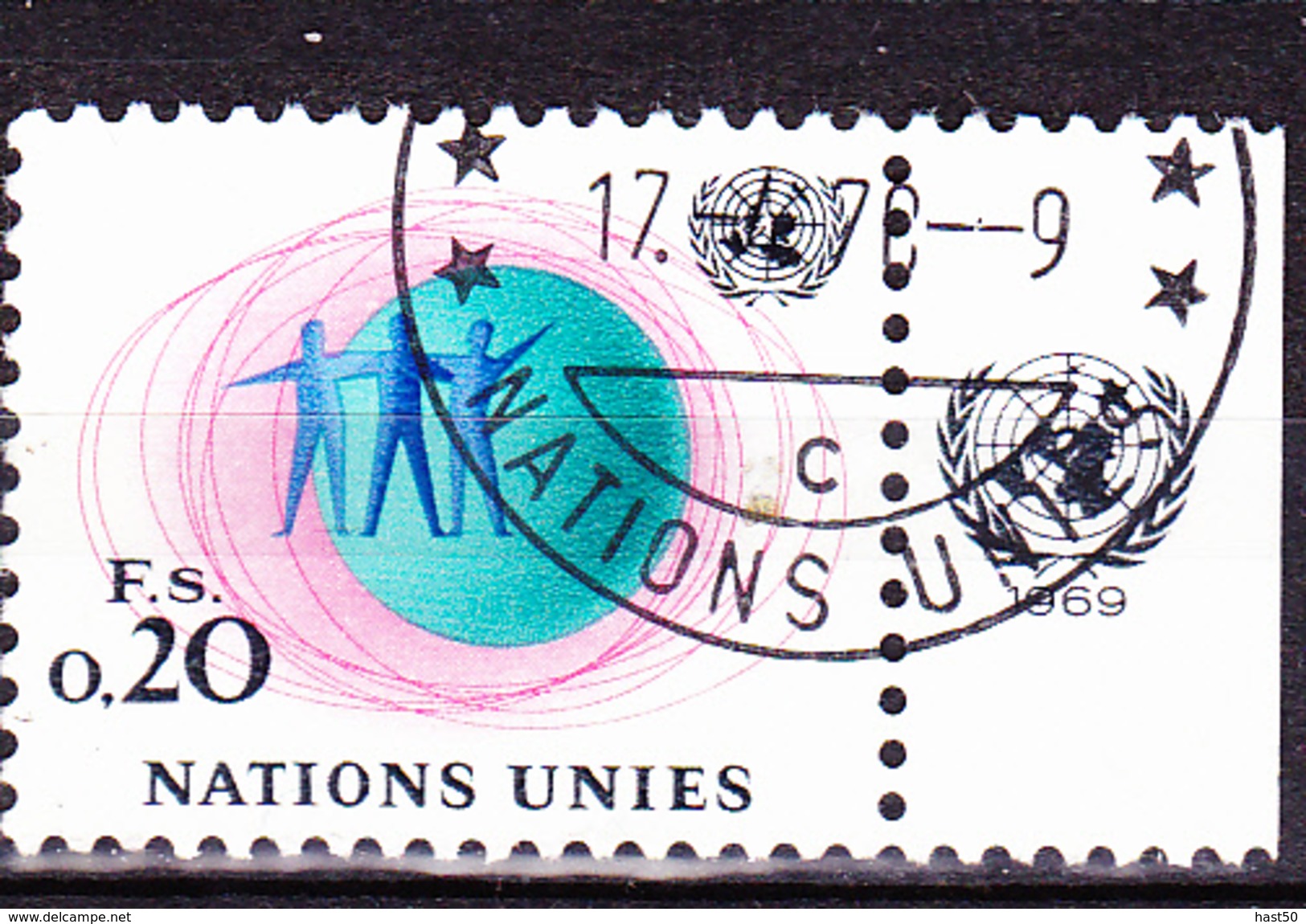 UNO Genf Geneva Geneve - Freimarke (MiNr. 3 Mit TAB) 1969 - Gest Used Obl - Gebruikt