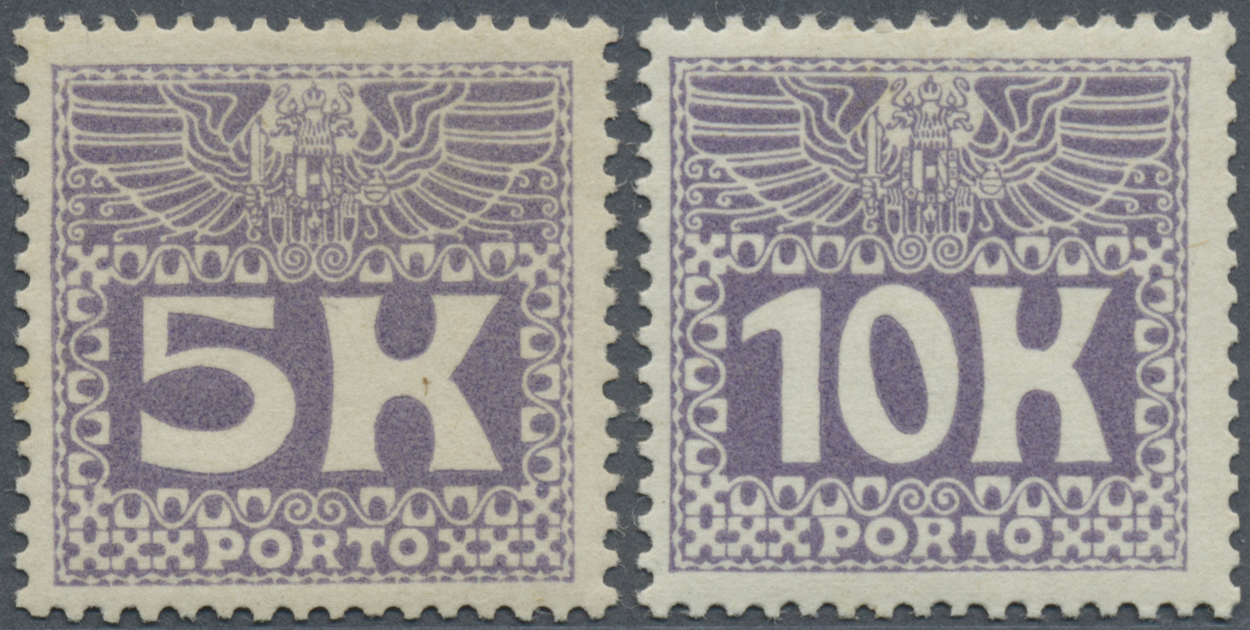 * Österreich - Portomarken: 1911, Portomarken 5 Kr. (Falzspur) Und 10 Kr. Violett (min. Vert. Bug), Beide Marken - Postage Due