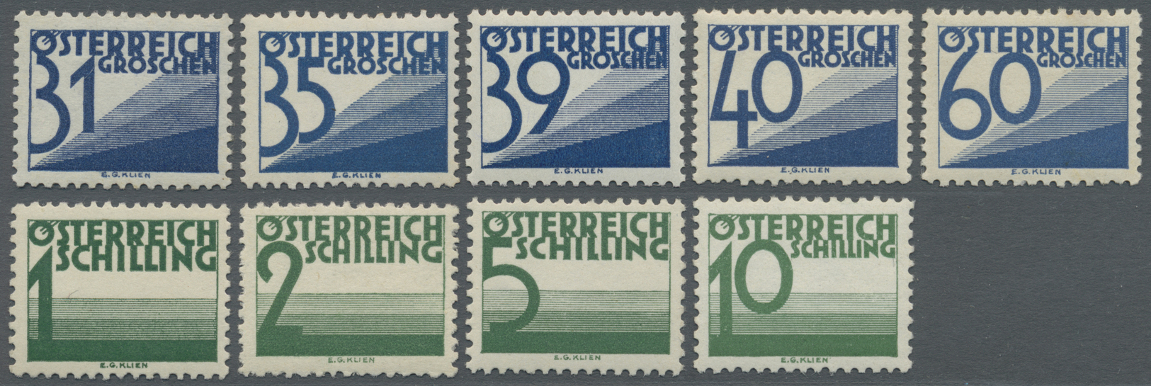 ** Österreich - Portomarken: 1925, 1 G. - 10 S. Ziffernzeichnung Als Postfrischer Satz. - Taxe