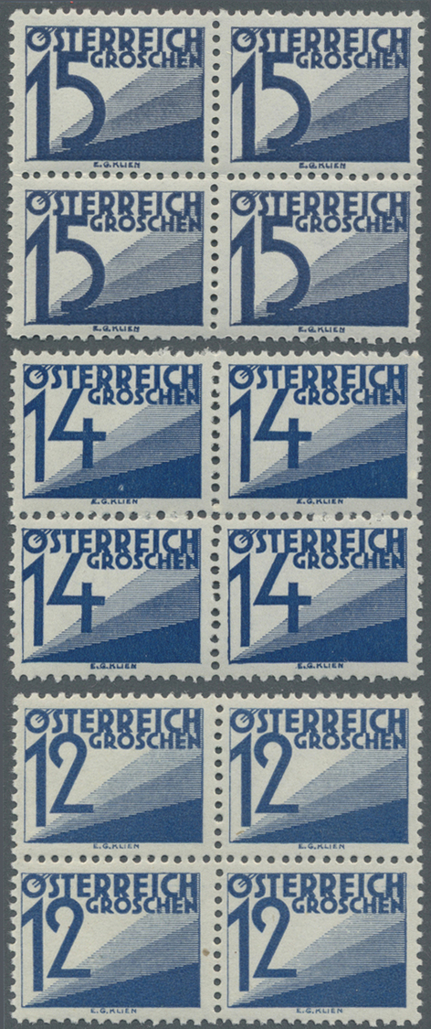 ** Österreich - Portomarken: 1925, Portomarken, Schneeweiße Luxusserie Als VIERERBLOCKS, A.N.K. 3.200.- Euro - Postage Due