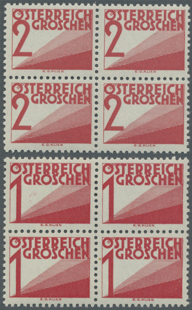 ** Österreich - Portomarken: 1925, Portomarken, schneeweiße Luxusserie als VIERERBLOCKS, A.N.K. 3.200.- Euro