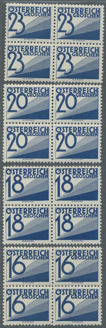 ** Österreich - Portomarken: 1925, Portomarken, schneeweiße Luxusserie als VIERERBLOCKS, A.N.K. 3.200.- Euro