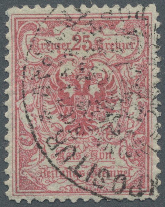 O Österreich - Zeitungsstempelmarken: 1890, 25 Kr Rosarot, Gez. L 13, Mit Sauberem Fiskal-Teilstempel Von Troppa - Newspapers