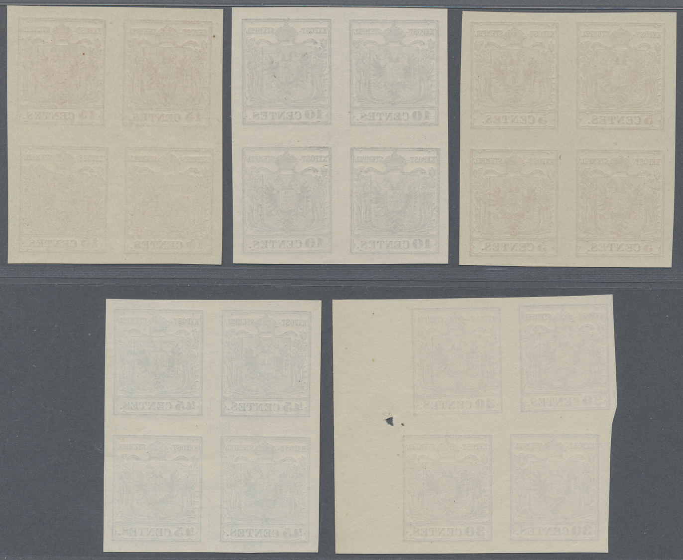 /(*) Österreich - Lombardei Und Venetien: 1884: 5-45 C. Ungezähnte Neudruck-Bogenproben, Luxus-Viererblock-Satz, Da - Lombardo-Vénétie