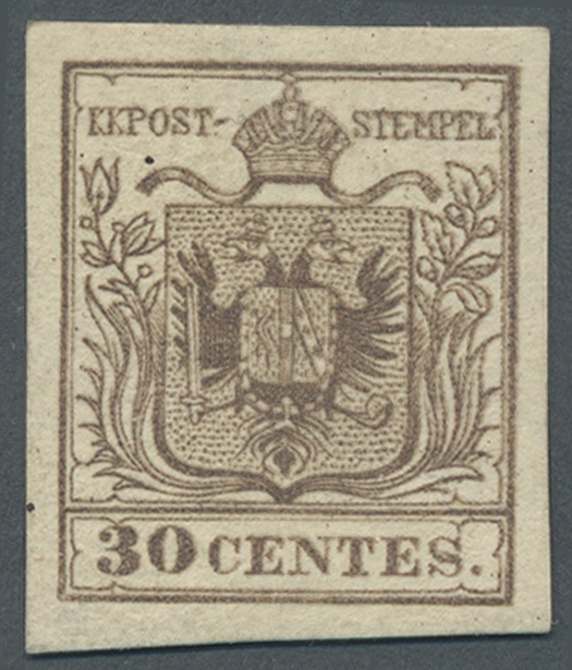 * Österreich - Lombardei Und Venetien: 1853. VERONESER POSTFÄLSCHUNG, 30 Centesimi Braun, Ungebraucht Mit Origin - Lombardy-Venetia