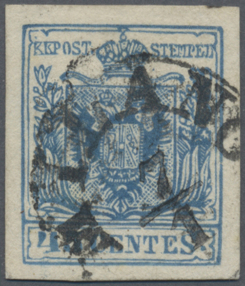 O Österreich - Lombardei Und Venetien: 1850, 45 C. Dunkelblau (Azzurro Scuro), "Mailänder Postfälschung", Type I - Lombardo-Vénétie